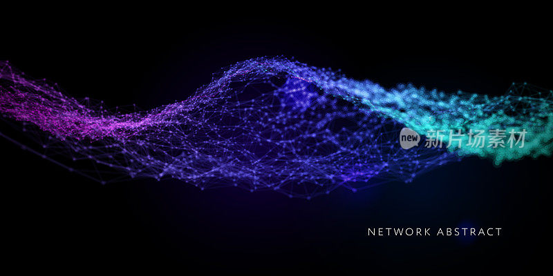 摘要与科学技术背景。网络,粒子插图。3 d网格表面